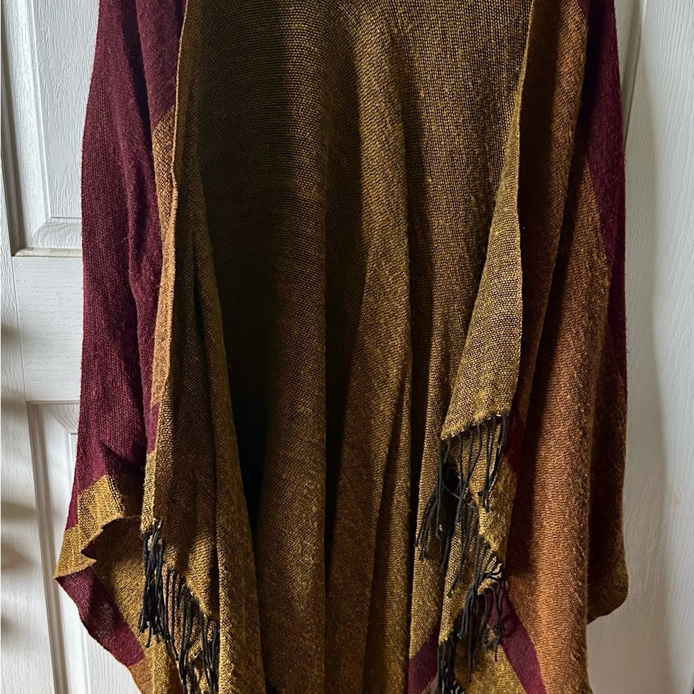 Brown and Red Shrugs & Ponchos Sweater